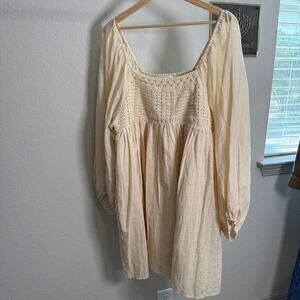 Women's First Love Cream Crochet Bodice Fit and Flare Dress‎ Size Large
